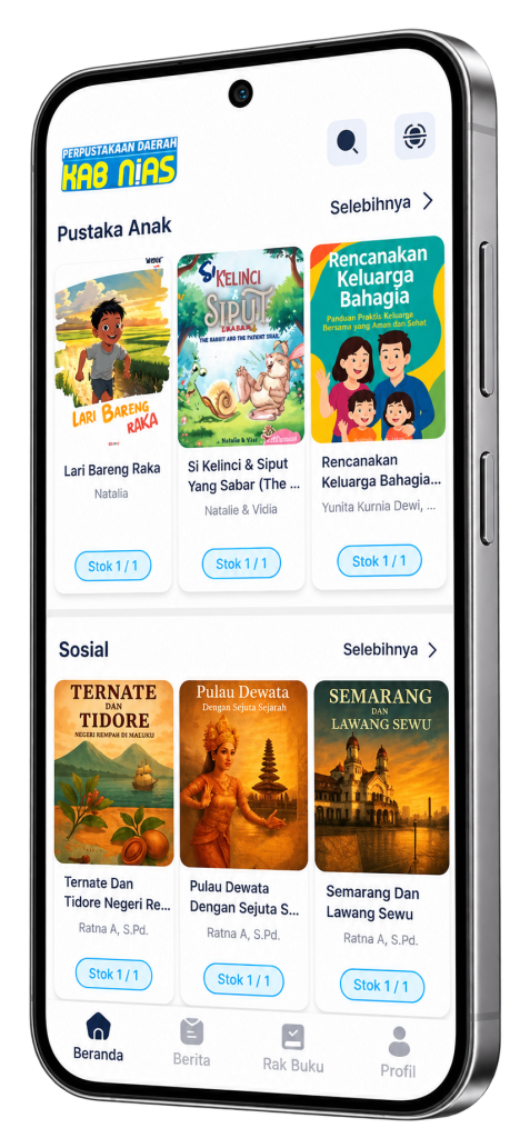 Tampilan aplikasi perpustakaan digital White Label